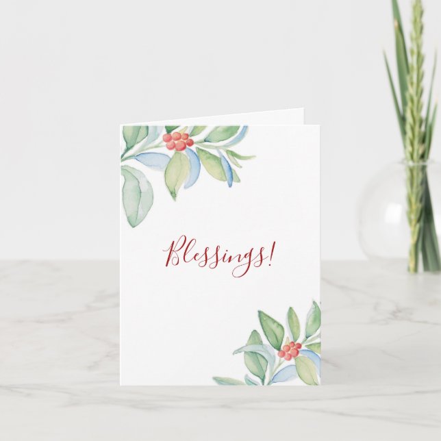 Botanical Leaves Berries Caregiver Christmas Holiday Card (Front)