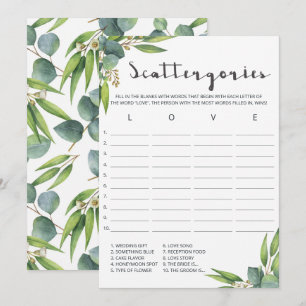 Botanical Leaves Bridal Shower Game Scattergories
