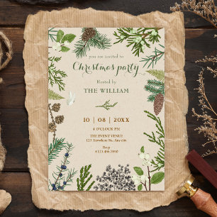 Botanical leaves christmas  invitation