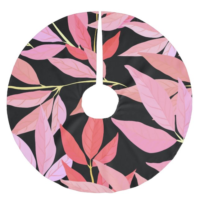 Botanical leaves, colourful seamless pattern. brushed polyester tree skirt (Front)