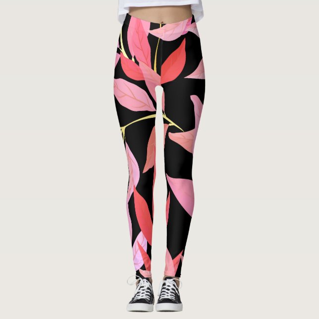 Botanical leaves, colourful seamless pattern. leggings (Front)