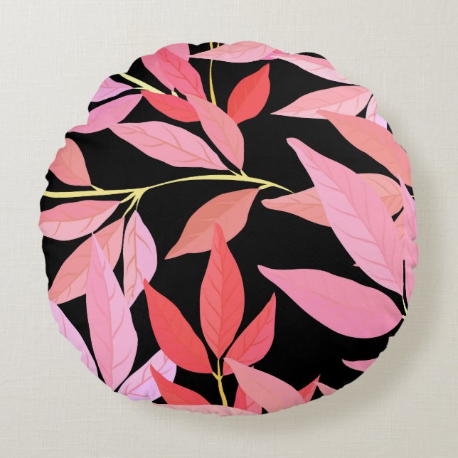 Botanical leaves, colourful seamless pattern. round cushion (Front)