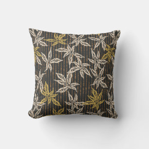 Botanical leaves Complex maximalist black Cushion