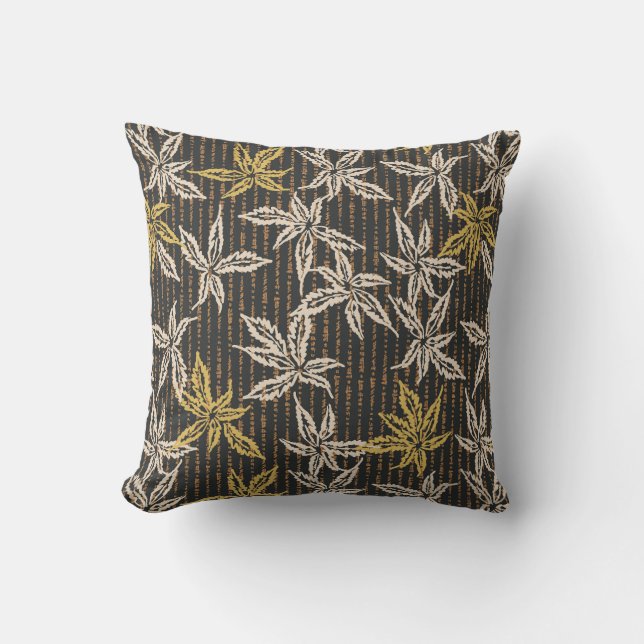 Botanical leaves Complex maximalist black  Cushion (Front)