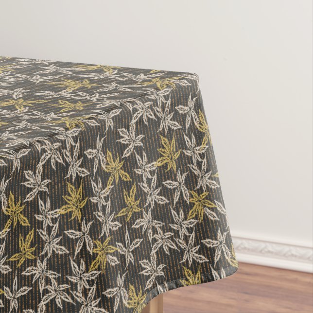 Botanical leaves Complex maximalist black  Tablecloth (In Situ)