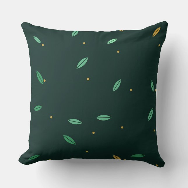 Botanical Leaves Dark Green Seamless Pattern Cushion (Front)