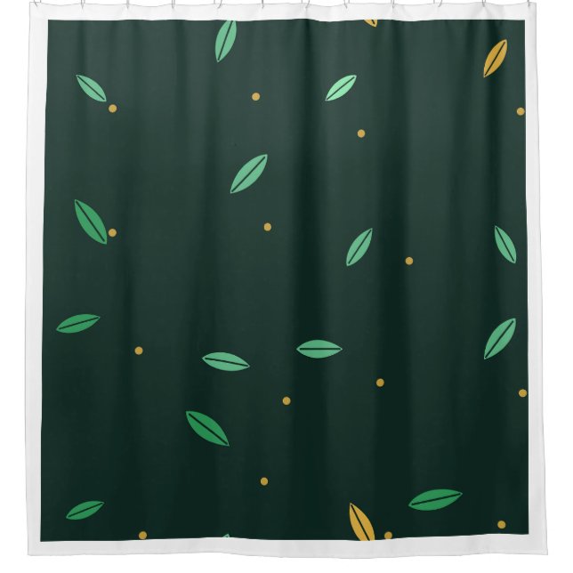 Botanical Leaves Dark Green Seamless Pattern Shower Curtain (Front)