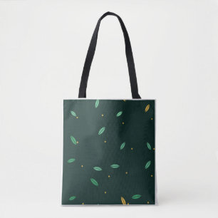 Botanical Leaves Dark Green Seamless Pattern Tote Bag