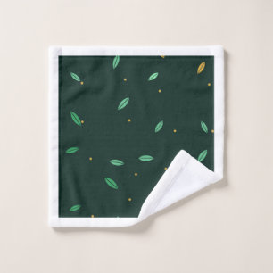 Botanical Leaves Dark Green Seamless Pattern Wash Cloth