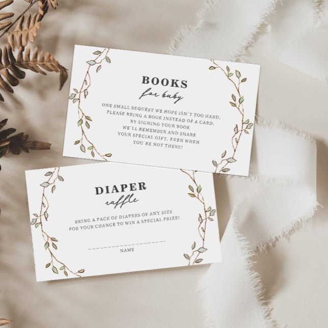 Botanical Leaves Diaper Raffle Enclosure Card (Creator Uploaded)