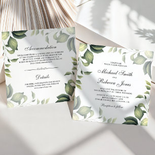 Botanical Leaves Foliage All in One Wedding Invitation