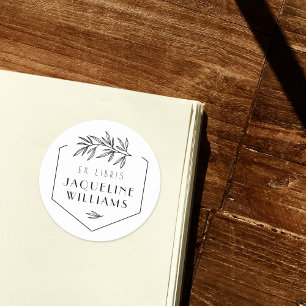 Botanical Leaves Library Book Ex Libris Custom Classic Round Sticker