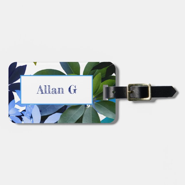 Botanical, Leaves Luggage Tag w/ leather (Front Horizontal)