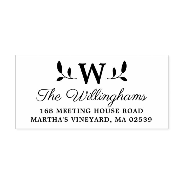 Botanical Leaves Monogram Self-inking Stamp (Design)