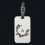 Botanical Leaves Neutral Cream Monogram Initial Luggage Tag<br><div class="desc">A hand drawn crescent wreath of leaves and laurels surrounds your monogram or initial. Click the customise button to change the background colour or to add more text.</div>