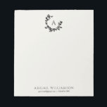 Botanical Leaves Neutral Ivory Monogram Initial Notepad<br><div class="desc">A hand drawn crescent wreath of leaves and laurels surrounds your monogram or initial. Click the customise button to change the background colour or to add more text.</div>