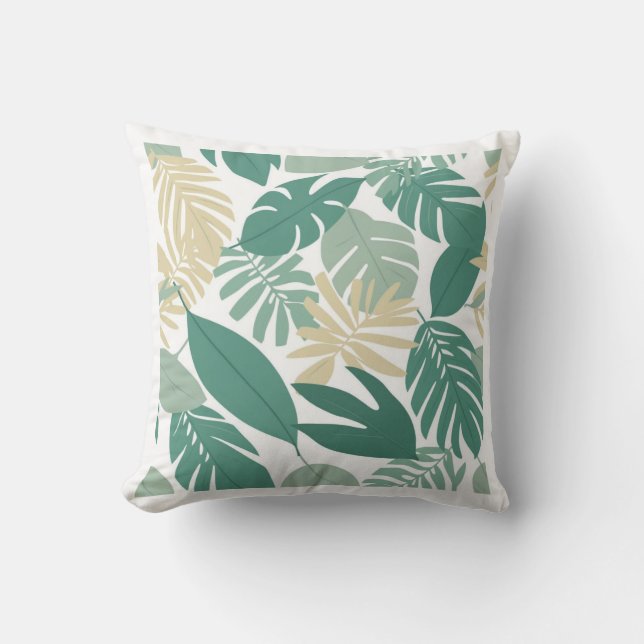 Botanical Leaves Throw Pillow (Front)