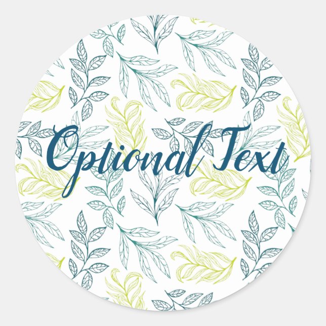 Botanical Leaves & Twiggy Branches Pattern  Classic Round Sticker (Front)