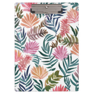 Botanical Leaves Watercolor   Floral Colourful Clipboard
