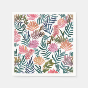 Botanical Leaves Watercolor Floral Colourful Cut Napkin
