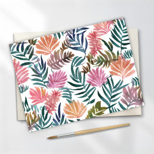 Botanical Leaves Watercolor   Floral Colourful Cut Postcard