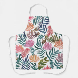 Botanical Leaves Watercolor Floral Colourful Lea Apron