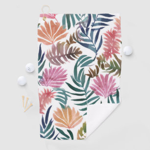 Botanical Leaves Watercolor Floral Colourful Lea Golf Towel