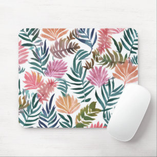 Botanical Leaves Watercolor Floral Colourful Lea Mouse Pad