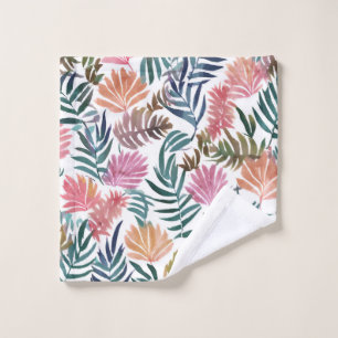 Botanical Leaves Watercolor Floral Colourful Lea Wash Cloth