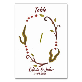 Botanical Leaves wedding Table card number