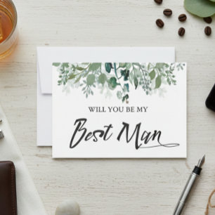 Botanical Leaves Will You Be My Best Man Invitation