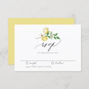 Botanical Lemon and Greenery Summer Wedding RSVP Card