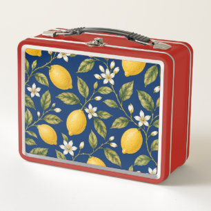 Botanical Lemon Blossom Navy Blue Lunch Box