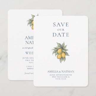 Botanical Lemon Citrus Wedding Save The Date