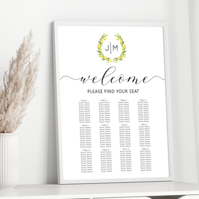 Botanical Lemon Citrus Wedding Seating Chart (Creator Uploaded)