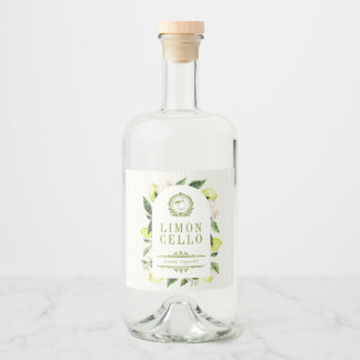 Botanical Lemon Frame Limoncello  Liquor Bottle Label