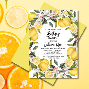 Botanical Lemon Garden Summer Birthday Party Invitation
