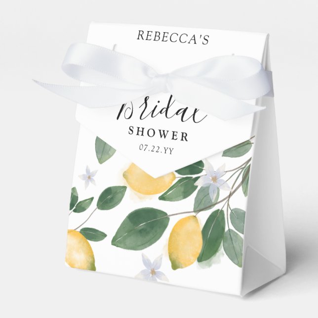 Botanical Lemon & Greenery Bridal Shower Favour Box (Front Side)