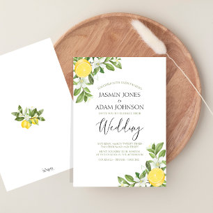 Botanical Lemon Greenery Elegant Wedding Invitation