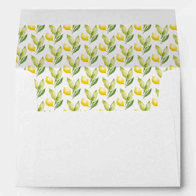 Botanical Lemon Mediterranean Wedding Envelope (Back (Bottom))