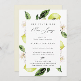 Botanical Lemons Main Squeeze Bridal Shower Invita Invitation