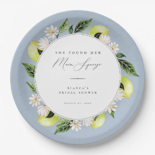 Botanical Lemons Main Squeeze Bridal Shower Paper  Paper Plate