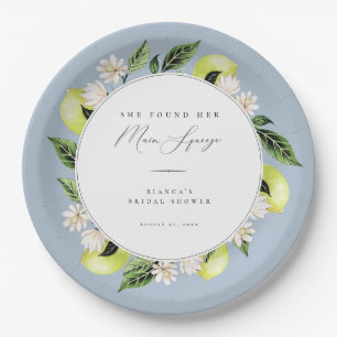 Botanical Lemons Main Squeeze Bridal Shower Paper  Plate