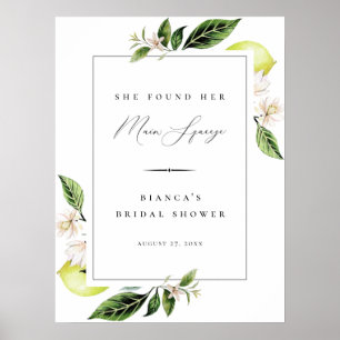 Botanical Lemons Main Squeeze Bridal Shower Poster