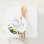 Botanical Lemons Wedding Thank You Favour Tags<br><div class="desc">Elegant watercolor botanical lemons,  leaves and blossoms arrangement,  wedding thank you favour tags. "thank you" in chic black calligraphy graphic with lines for your names and event date. Back of tag features solid light dusty blue colour.</div>