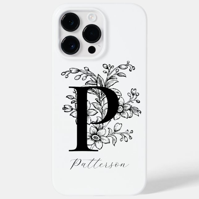 Botanical Letter P Monogram Name  Case-Mate iPhone Case (Back)