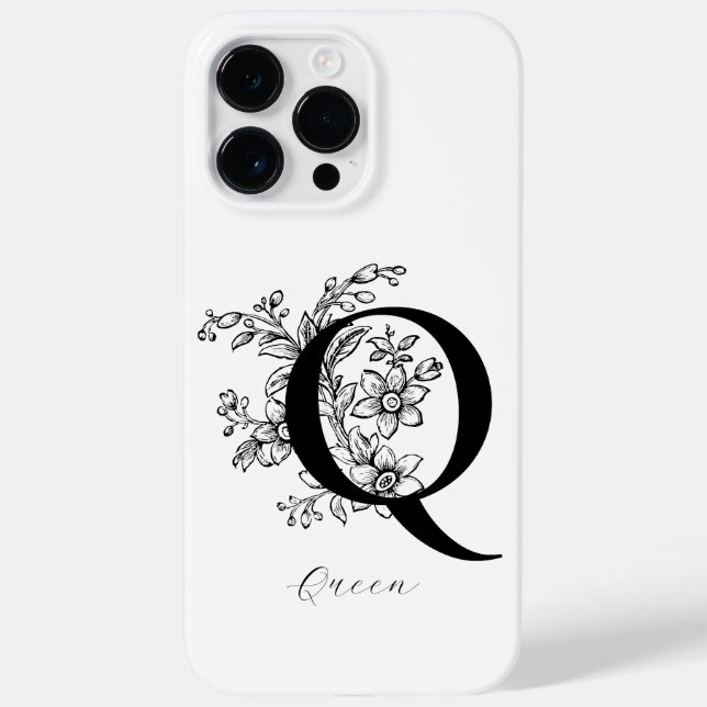 Botanical Letter Q Monogram Name  Case-Mate iPhone Case (Back)
