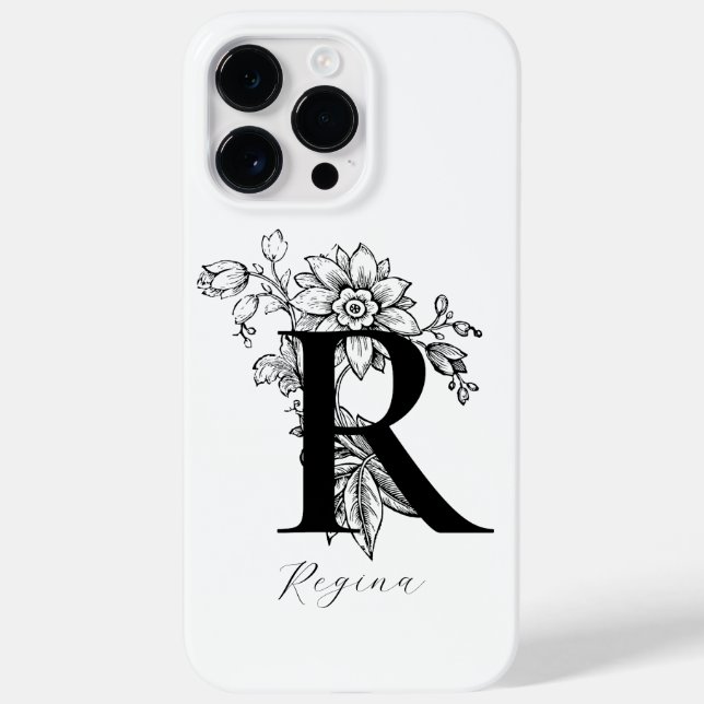 Botanical Letter R Monogram Name   Case-Mate iPhone Case (Back)