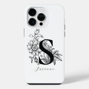 Botanical Letter S Monogram Name iPhone 14 Pro Max Case