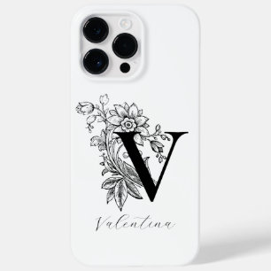Botanical Letter V Monogram Name   Case-Mate iPhone 14 Pro Max Case